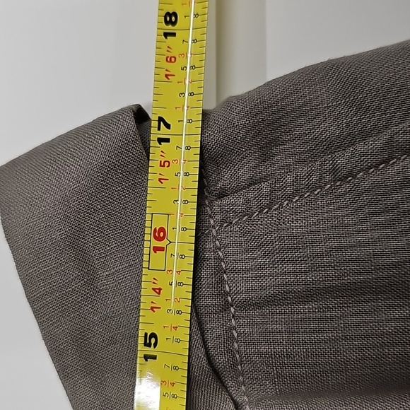 Eileen Fisher Linen Stone Color Slim Trousers with Tie Waist Sz Medium - Picture 8 of 10